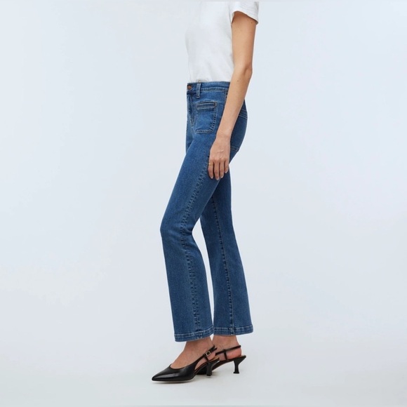 Madewell-Mid Rise-Kick Out-Crop Jeans-Blue-Classic-Spring-Summer-Costal-Size 27 - Picture 4 of 16